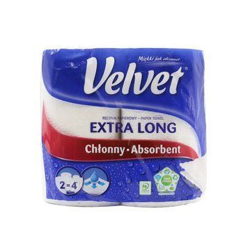 Паперові рушники Velvet Extra Long двошарові 2 рулони VPTEL22 фото