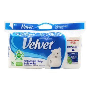 Туалетний папір Velvet Soft White тришаровий 150 відривів 8 рулонів VTPSW83 фото
