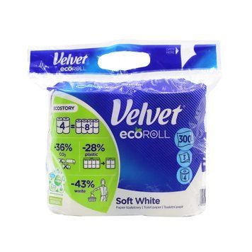 Туалетний папір Velvet Soft White Eco Roll 8 рул. 3 шари 300 відривів VTPSWER43N фото