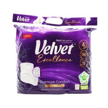 Туалетний папір Velvet Excellence Silk Proteins чотиришаровий 160 відривів 9 рулонів VTPESP94 фото